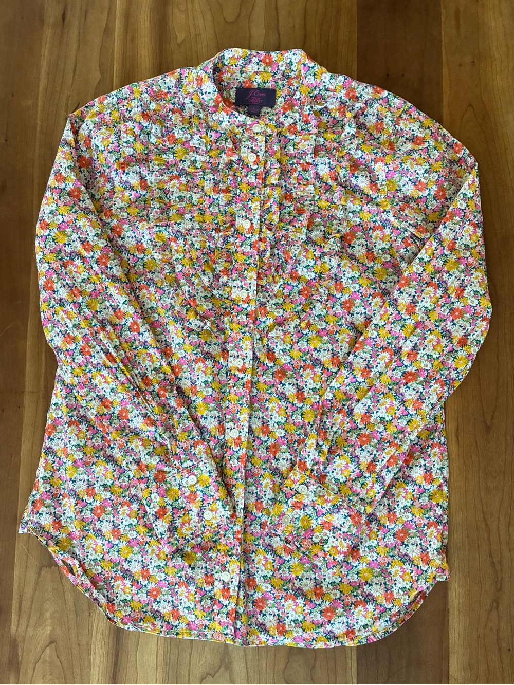 J.Crew x Liberty of London Ruffle Front Shirt Small Libby Floral Band Collar